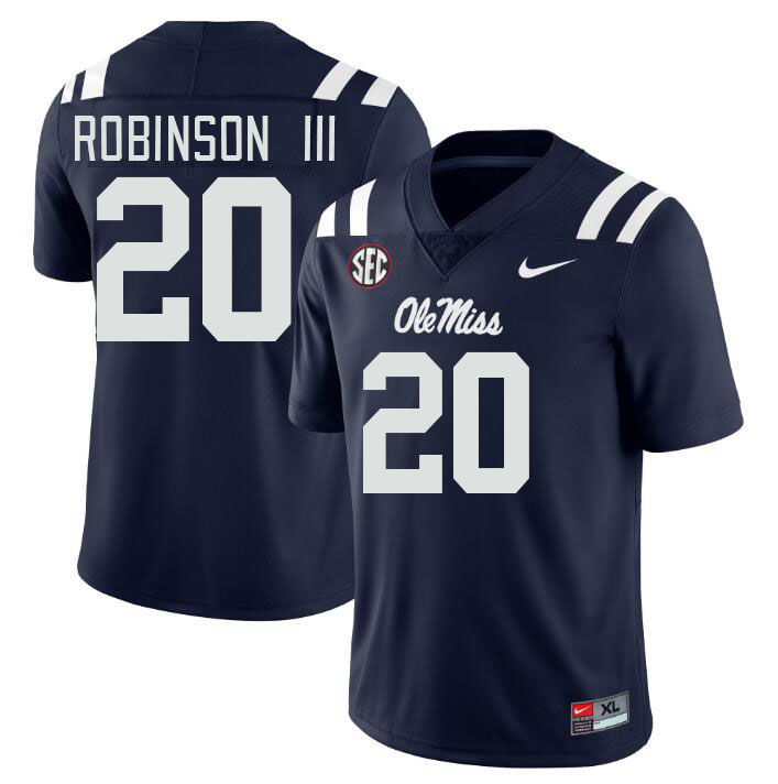 Men #20 Anthony Robinson III Ole Miss Rebels College Football Jerseys Stitched-Navy